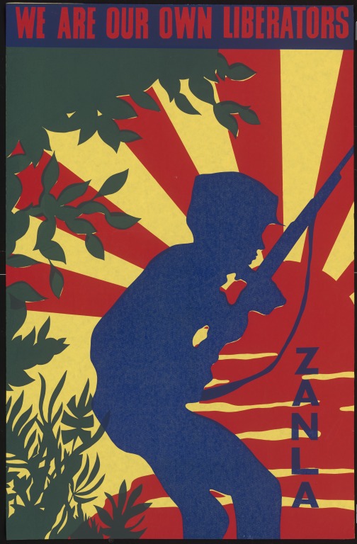 Raster graphic of 1970s Zimbabwe nationalist propaganda poster